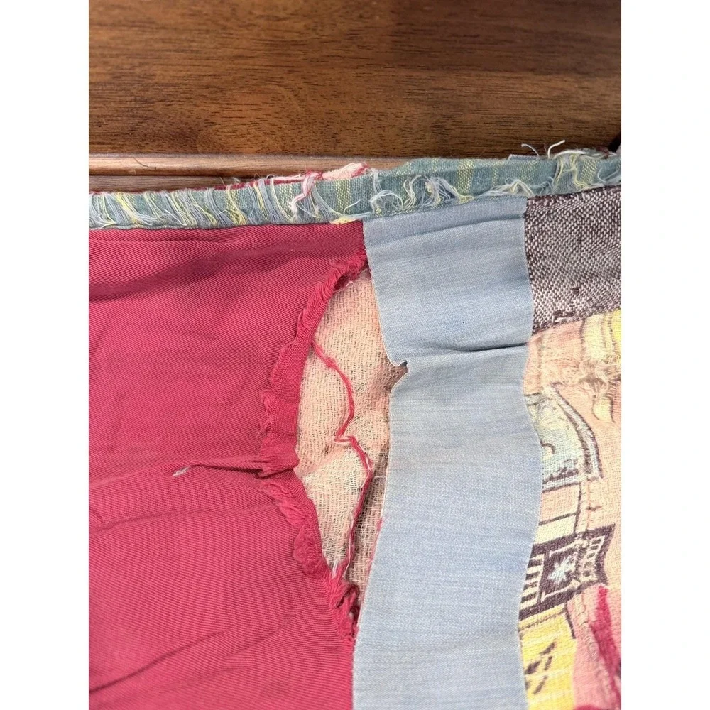 Antique Vintage 1966 Hand Made Stitched Hand Tied Crazy Quilt  72